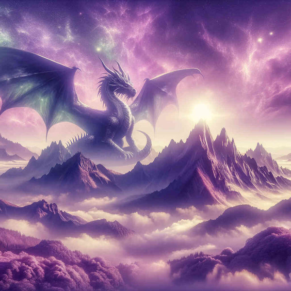 Paint by Numbers - Dragon, purple sky