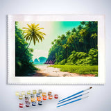 Malen nach Zahlen - Einsame Insel - hochwertige Leinwand - Horizontal, Landschaft, Meer