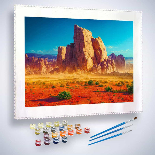 Malen nach Zahlen - Berg der Wüste - hochwertige Leinwand - Berge, Horizontal, Landschaft, Wüste