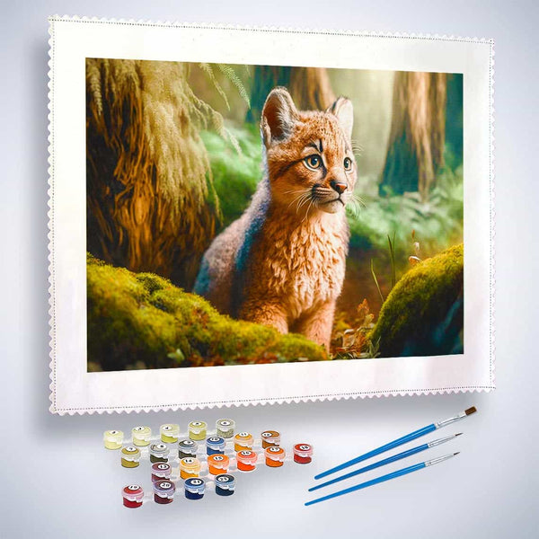 Malen nach Zahlen - Kleiner Luchs - hochwertige Leinwand - Horizontal, Luchs, Tiere