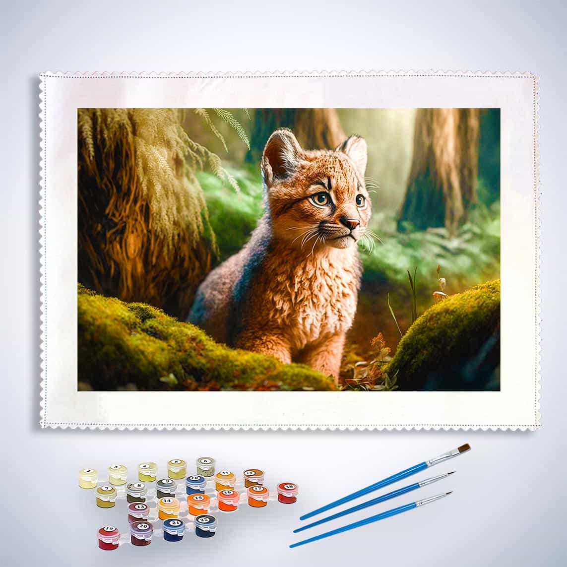 Malen nach Zahlen - Kleiner Luchs - hochwertige Leinwand - Horizontal, Luchs, Tiere