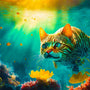 Malen nach Zahlen - Katzenfisch - hochwertige Leinwand - Fische, Horizontal, Katze, Tiere