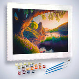 Malen nach Zahlen - Felsenfluss - hochwertige Leinwand - Fluss, Horizontal, Landschaft