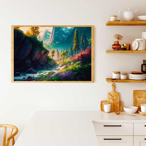 Malen nach Zahlen - Wilder Bergfluss - hochwertige Leinwand - Fluss, Horizontal, Landschaft