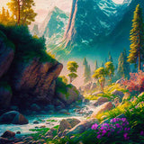 Malen nach Zahlen - Wilder Bergfluss - hochwertige Leinwand - Fluss, Horizontal, Landschaft