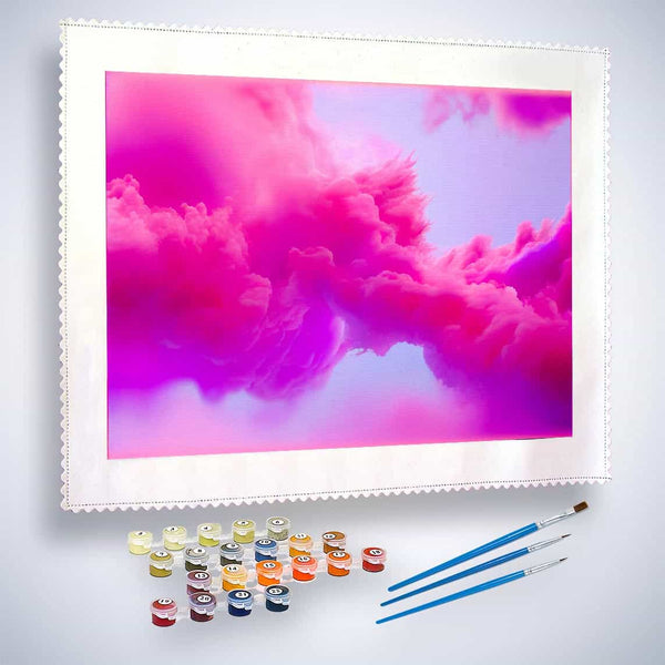 Malen nach Zahlen - Farbwolke, Pink - hochwertige Leinwand - Abstrakt, Horizontal