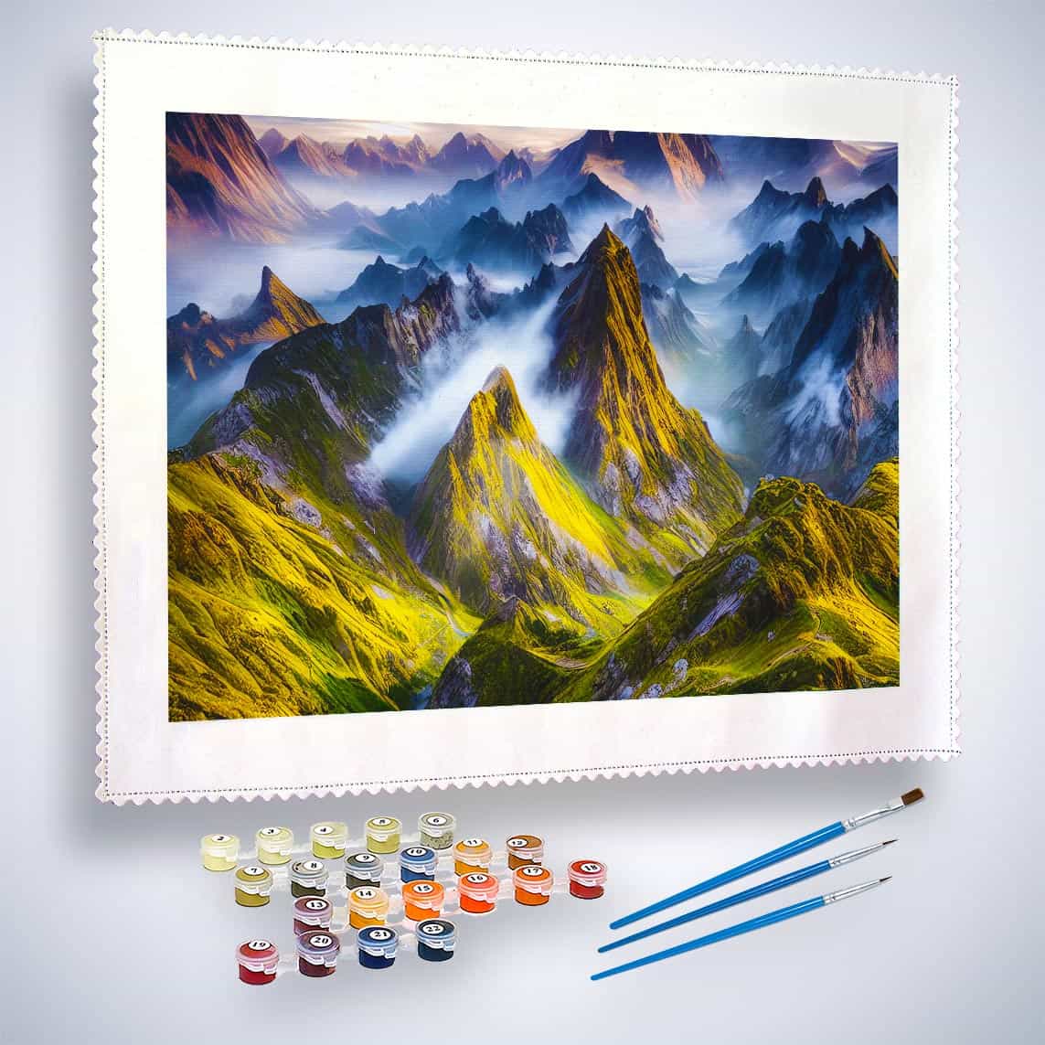 Malen nach Zahlen - Ausblick, Berge - hochwertige Leinwand - Berge, Horizontal, Landschaft