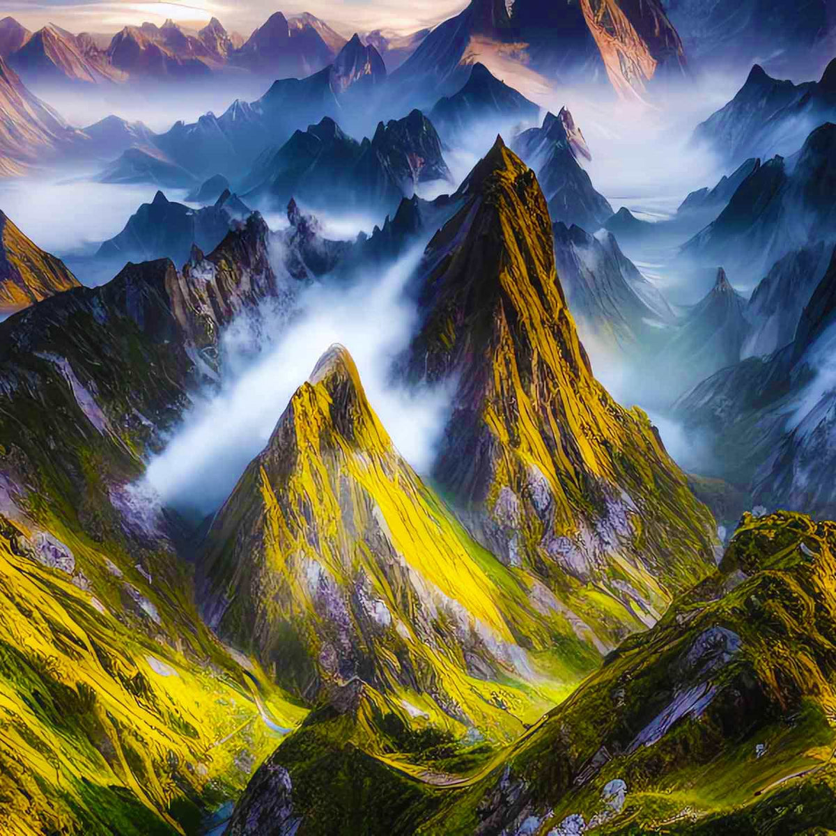 Malen nach Zahlen - Ausblick, Berge - hochwertige Leinwand - Berge, Horizontal, Landschaft