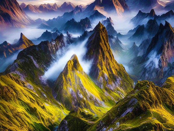 Malen nach Zahlen - Ausblick, Berge - hochwertige Leinwand - Berge, Horizontal, Landschaft