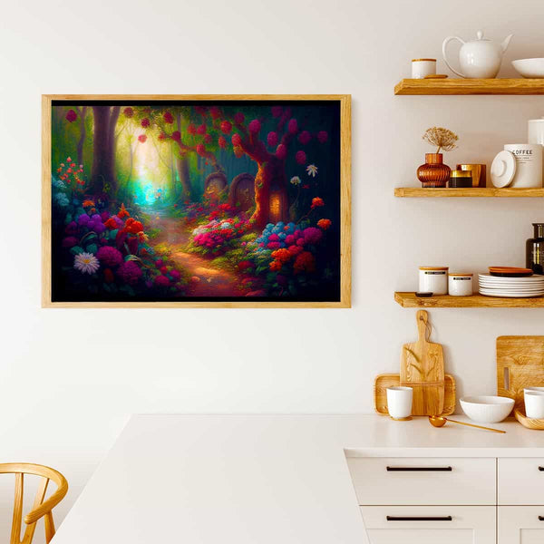 Malen nach Zahlen - Blumenweg im Wald - hochwertige Leinwand - Horizontal, Landschaft, Wald