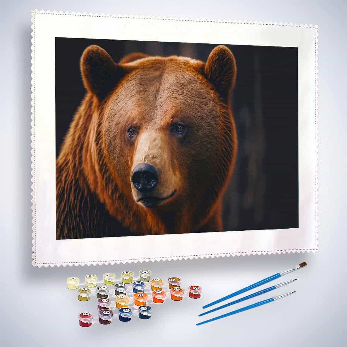 Malen nach Zahlen - Braunbär Portrait - hochwertige Leinwand - Bär, Horizontal, Tiere
