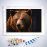 Malen nach Zahlen - Braunbär Portrait - hochwertige Leinwand - Bär, Horizontal, Tiere
