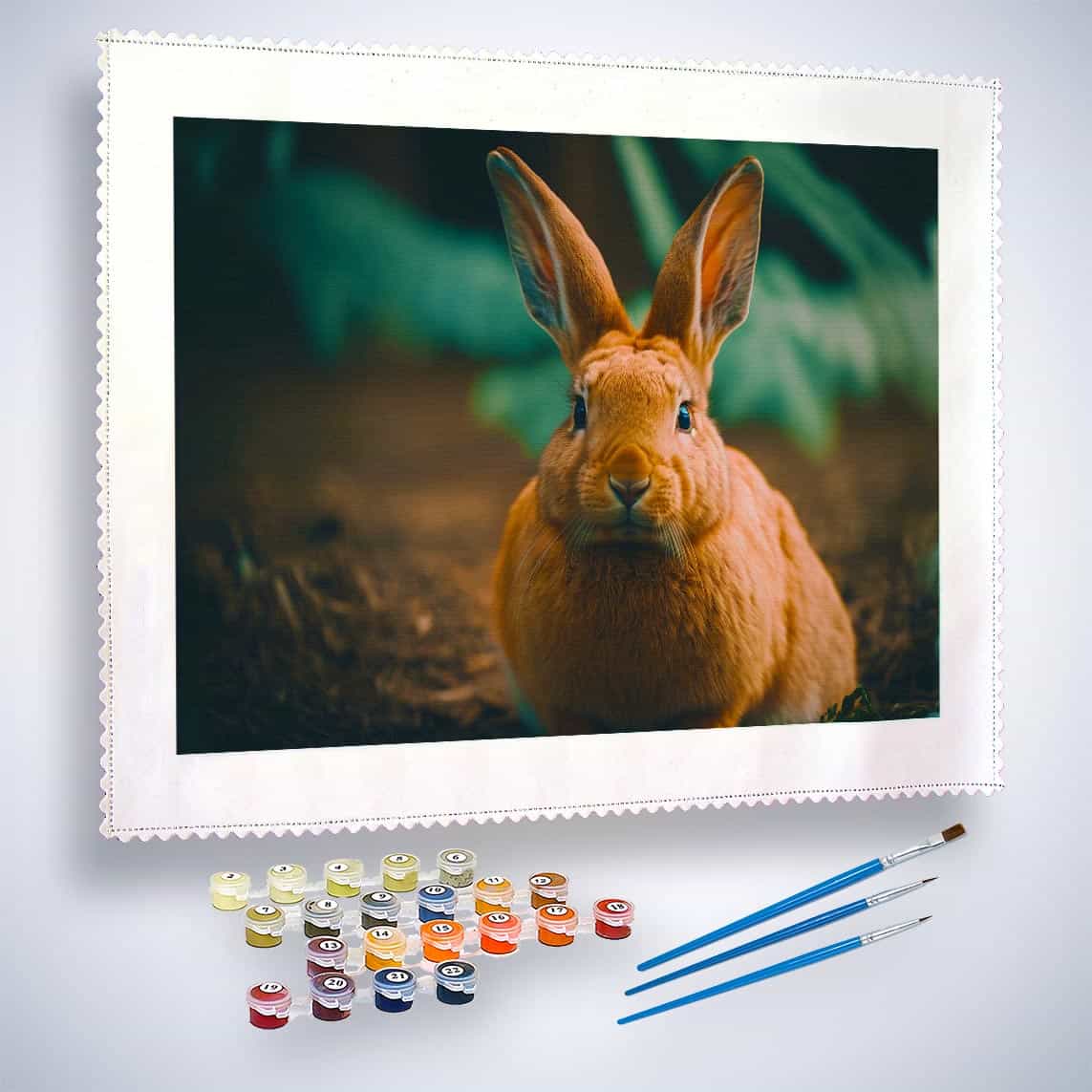 Malen nach Zahlen - Kaninchen im Wald - hochwertige Leinwand - Hase, Horizontal, Tiere