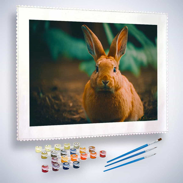 Malen nach Zahlen - Kaninchen im Wald - hochwertige Leinwand - Hase, Horizontal, Tiere