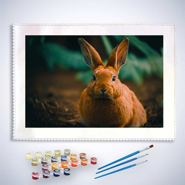 Malen nach Zahlen - Kaninchen im Wald - hochwertige Leinwand - Hase, Horizontal, Tiere