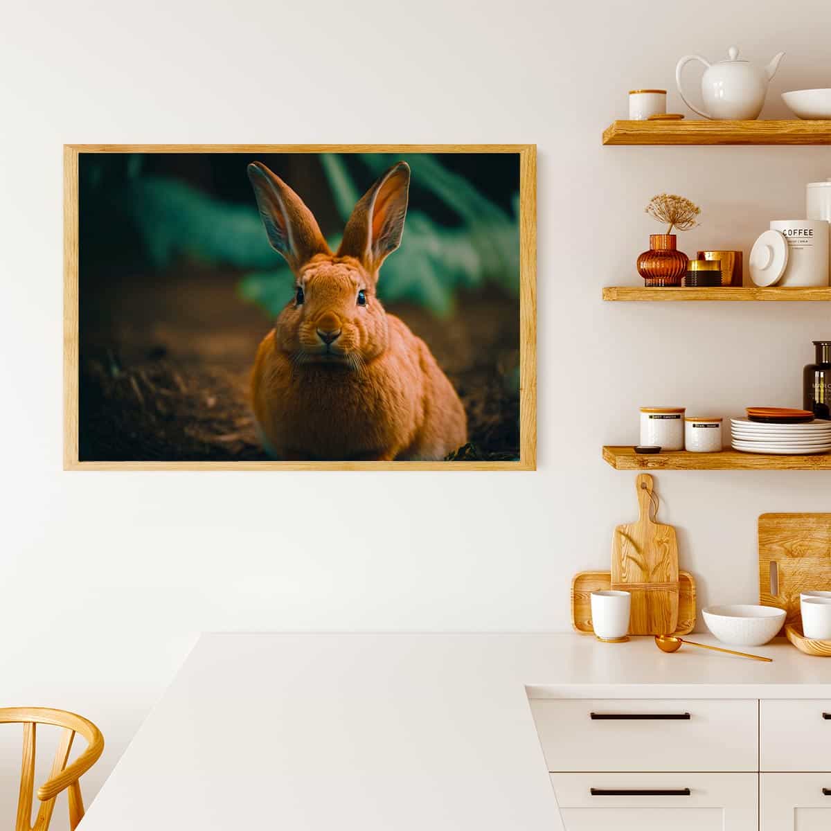 Malen nach Zahlen - Kaninchen im Wald - hochwertige Leinwand - Hase, Horizontal, Tiere