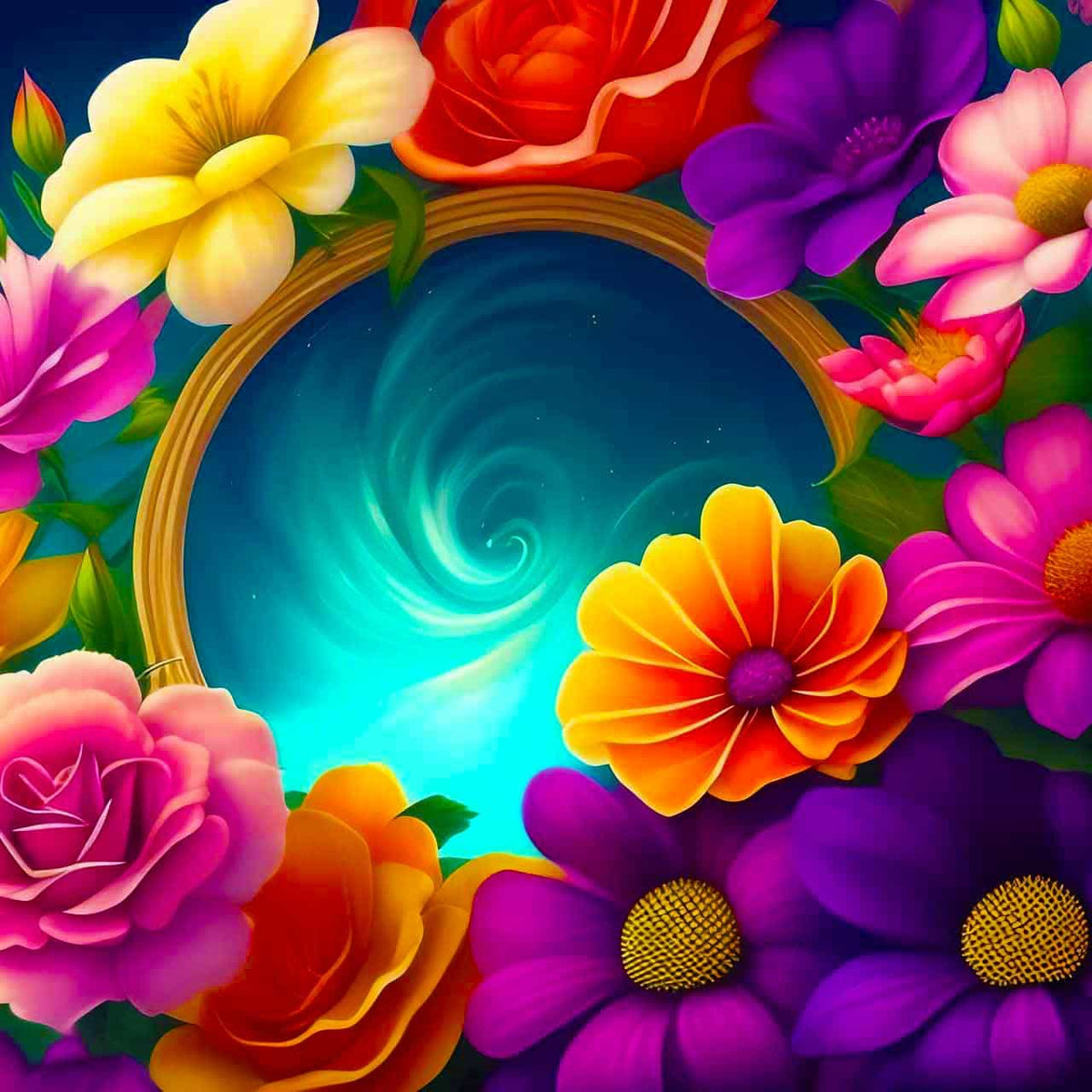 Malen nach Zahlen - Blumenstrudel - hochwertige Leinwand - Abstrakt, Blumen, Horizontal