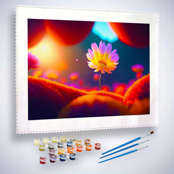 Malen nach Zahlen - Aufgehende Blume - hochwertige Leinwand - Abstrakt, Blume, Horizontal