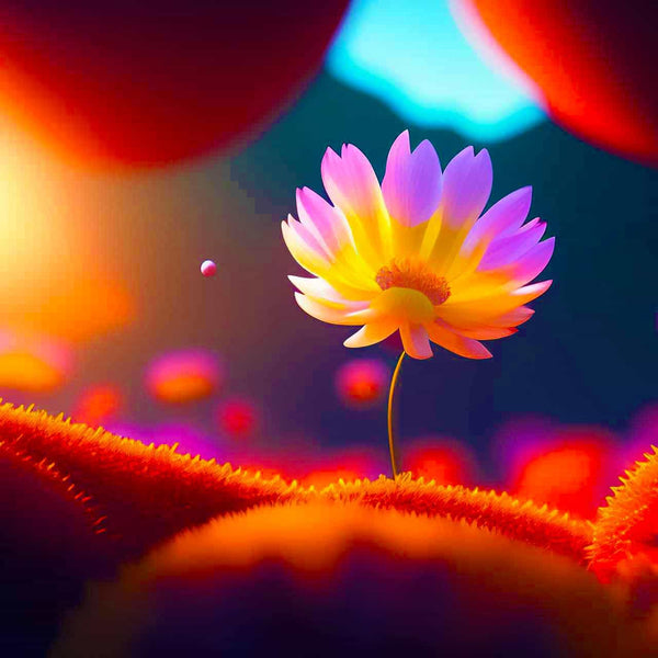 Malen nach Zahlen - Aufgehende Blume - hochwertige Leinwand - Abstrakt, Blume, Horizontal