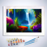 Malen nach Zahlen - Wasserfallparadies - hochwertige Leinwand - Horizontal, Landschaft, Wasserfall