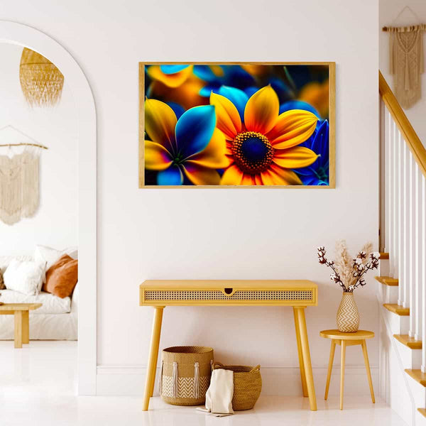 Malen nach Zahlen - Gelb und Blaue Sonnenblume - hochwertige Leinwand - Blumen, Horizontal, Sonnenblume