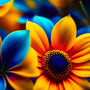 Malen nach Zahlen - Gelb und Blaue Sonnenblume - hochwertige Leinwand - Blumen, Horizontal, Sonnenblume