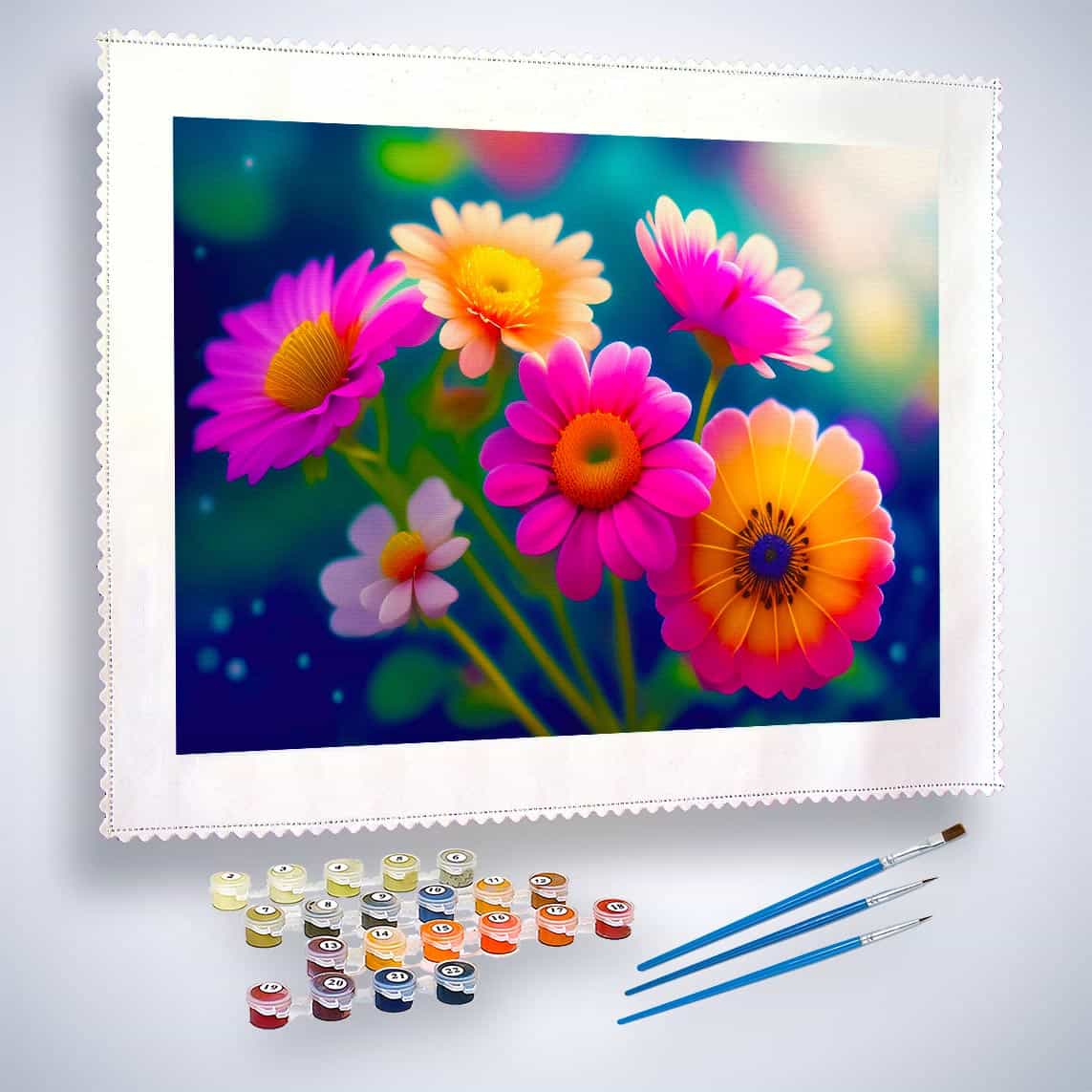 Malen nach Zahlen - Wildblumenstrauß - hochwertige Leinwand - Blumen, Horizontal