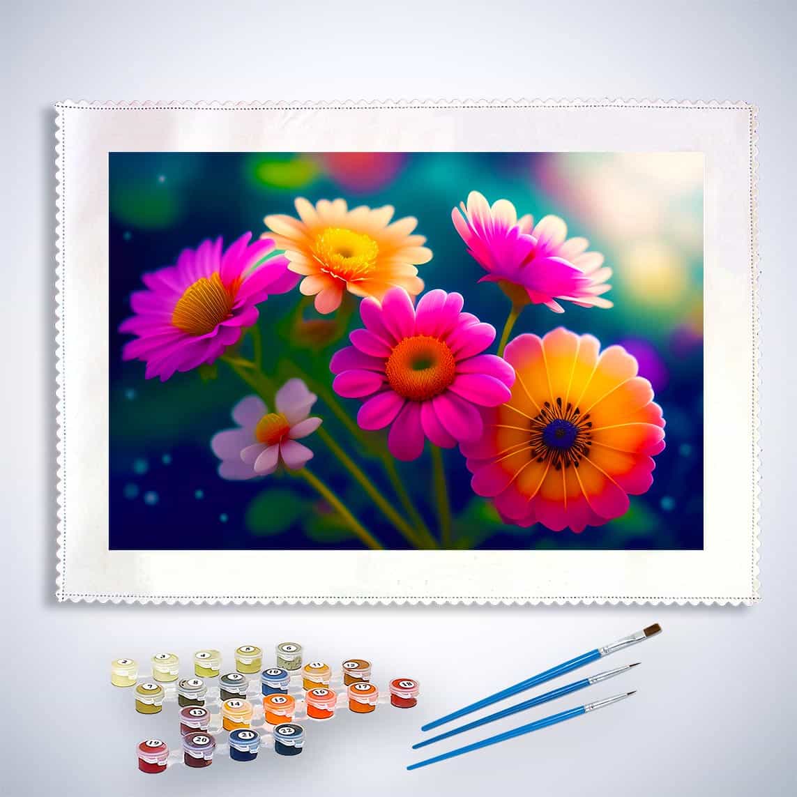 Malen nach Zahlen - Wildblumenstrauß - hochwertige Leinwand - Blumen, Horizontal