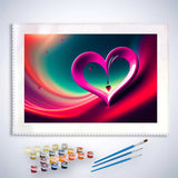 Malen nach Zahlen - Herzschweif - hochwertige Leinwand - Abstrakt, Herz, Horizontal, Liebe