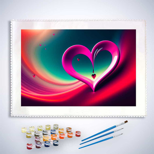 Malen nach Zahlen - Herzschweif - hochwertige Leinwand - Abstrakt, Herz, Horizontal, Liebe