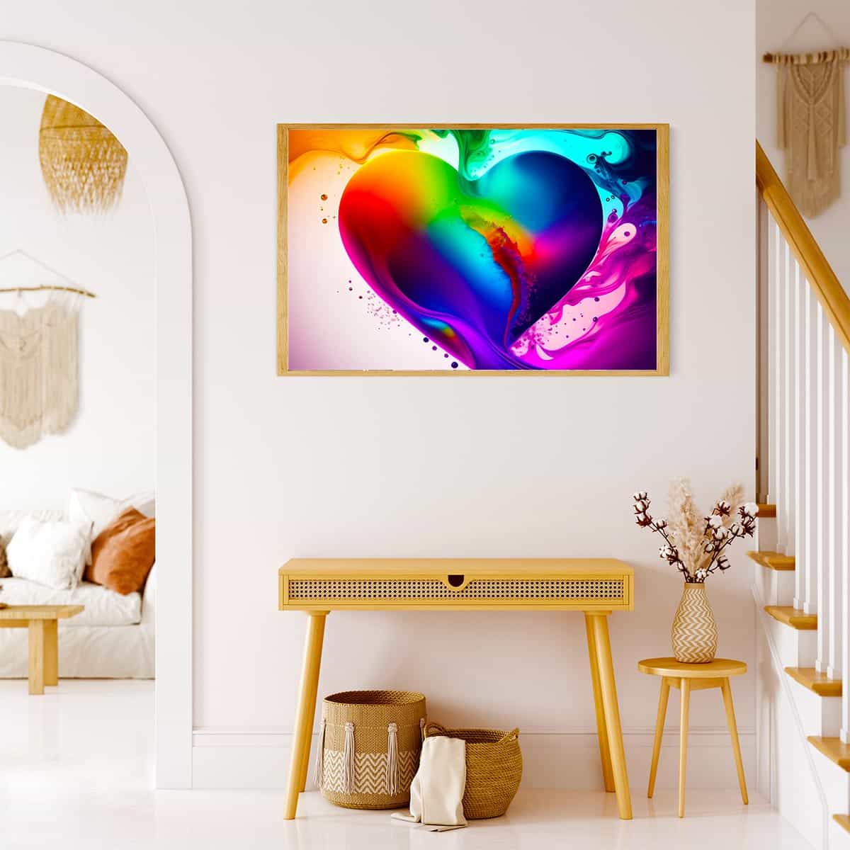 Malen nach Zahlen - Farbwolke, Herz - hochwertige Leinwand - Abstrakt, Herz, Horizontal, Liebe