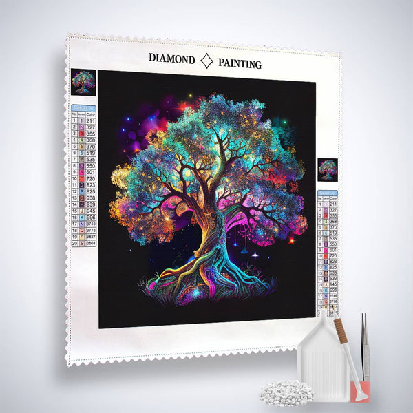 Diamond Painting Kit - Tree of Life Design with Colorful Acrylic Diamonds, Canvas, Tweezers, and Application Pen - Paint by Numbers