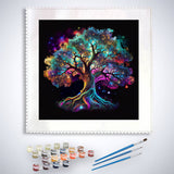 Malen nach Zahlen - Lebensbaum, Bunt - hochwertige Leinwand - Baum, Landschaft, Quadratisch, trendbilder
