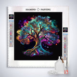 Diamond Painting Kit - Colorful Tree of Life Canvas with Paint by Numbers Design and Enhanced Acrylic Diamonds