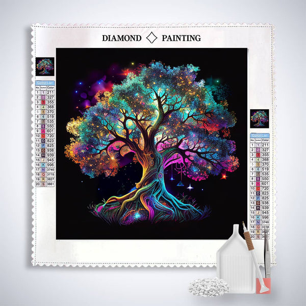 Diamond Painting Kit - Colorful Tree of Life Canvas with Paint by Numbers Design and Enhanced Acrylic Diamonds