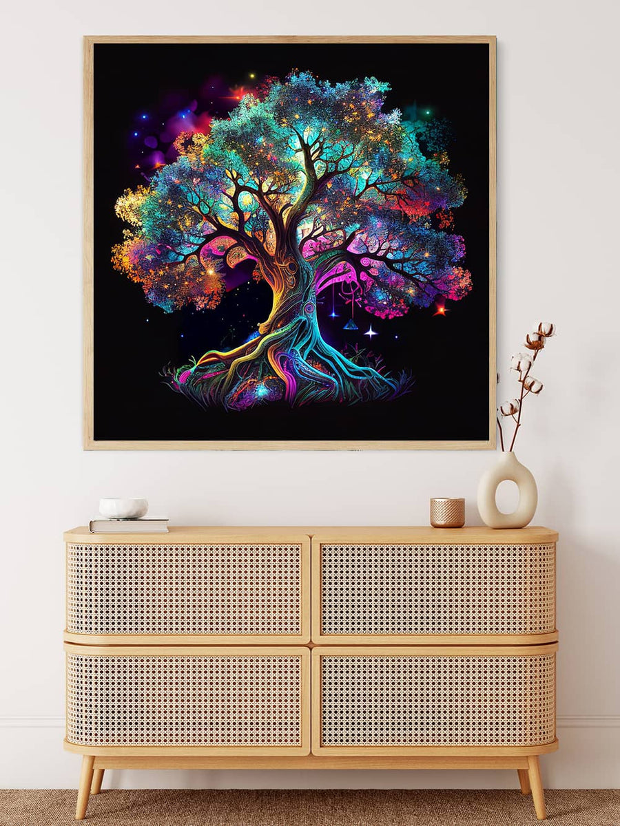 Diamond Painting Tree of Life Colorful on Display, Art that Sparkles, Paint by Numbers Kit with Enhanced Acrylic Diamonds