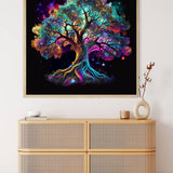 Diamond Painting Tree of Life Colorful on Display, Art that Sparkles, Paint by Numbers Kit with Enhanced Acrylic Diamonds