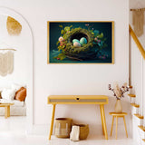 Malen nach Zahlen - Nest mit Eiern - hochwertige Leinwand - Abstrakt, Horizontal, Tiere