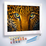 Malen nach Zahlen - Augen des Leopard - hochwertige Leinwand - Horizontal, Leopard, Tiere