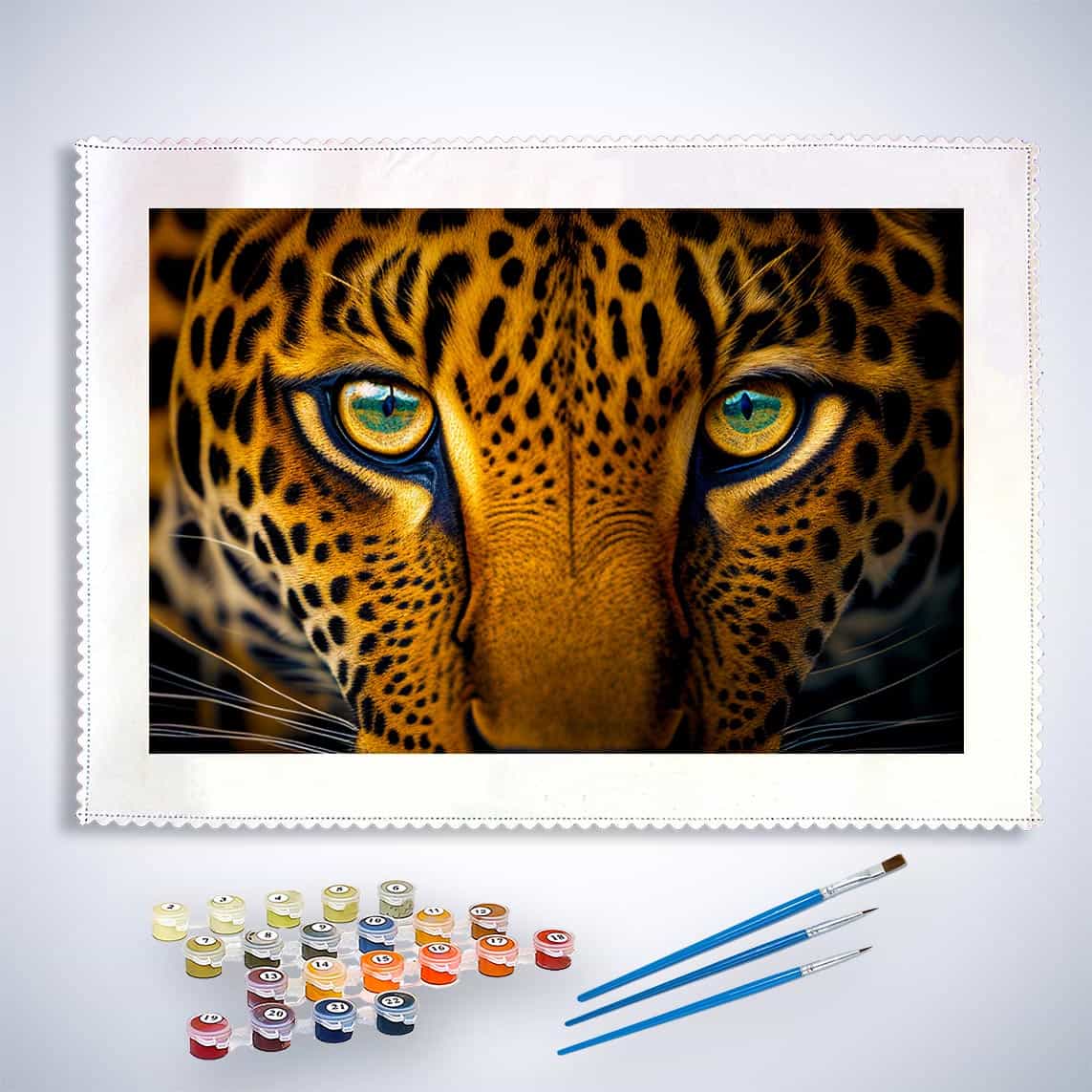 Malen nach Zahlen - Augen des Leopard - hochwertige Leinwand - Horizontal, Leopard, Tiere