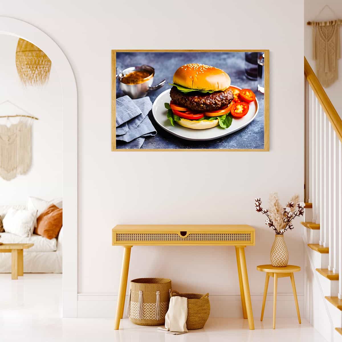 Malen nach Zahlen - Burgerteller - hochwertige Leinwand - Essen, Horizontal, Küche