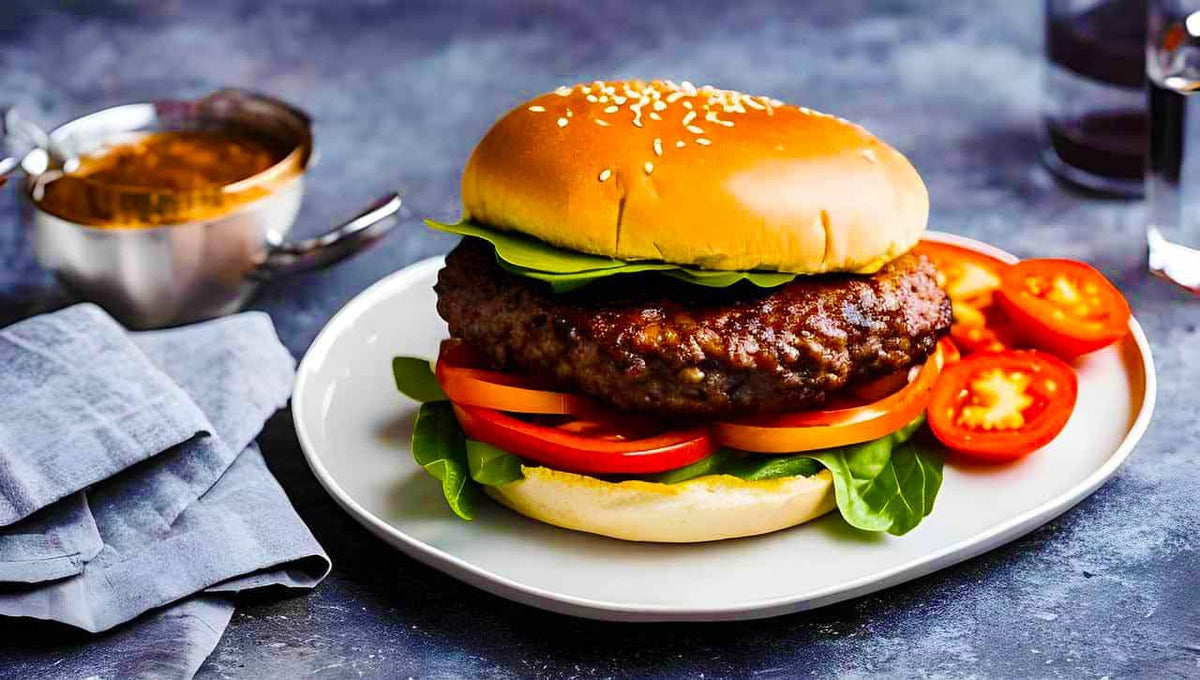 Malen nach Zahlen - Burgerteller - hochwertige Leinwand - Essen, Horizontal, Küche