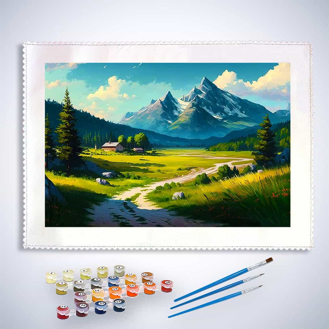 Malen nach Zahlen - Wanderweg auf den Berg - hochwertige Leinwand - Berge, Horizontal, Landschaft