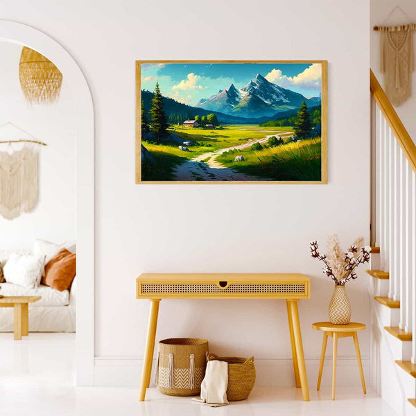 Malen nach Zahlen - Wanderweg auf den Berg - hochwertige Leinwand - Berge, Horizontal, Landschaft
