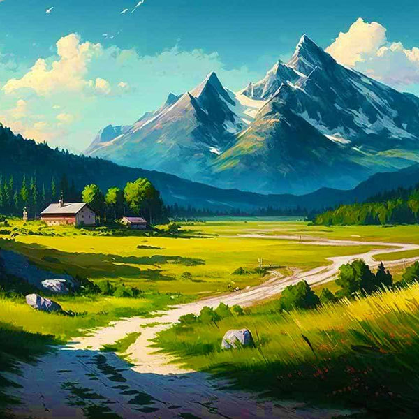 Malen nach Zahlen - Wanderweg auf den Berg - hochwertige Leinwand - Berge, Horizontal, Landschaft