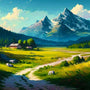 Malen nach Zahlen - Wanderweg auf den Berg - hochwertige Leinwand - Berge, Horizontal, Landschaft