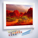 Malen nach Zahlen - Rote Wüste - hochwertige Leinwand - Horizontal, Landschaft, Wüste