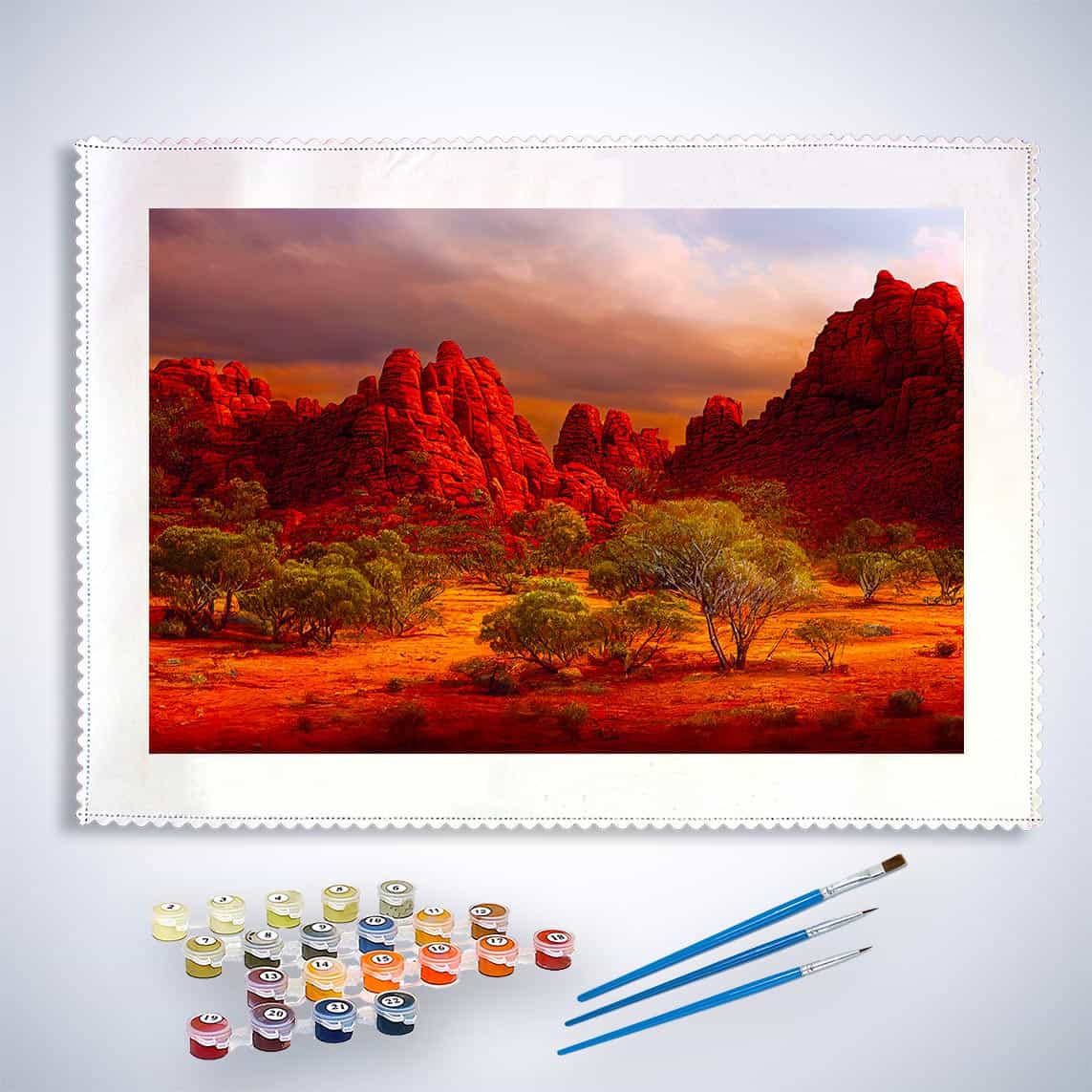 Malen nach Zahlen - Rote Wüste - hochwertige Leinwand - Horizontal, Landschaft, Wüste