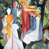 August Macke, Vier Mädchen - Klassiker - hochwertige Leinwand - 3fuer2, exclude, Klassische Kunst, Mittel, Vertikal