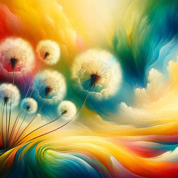 Paint by Numbers - Dandelion against rainbow background